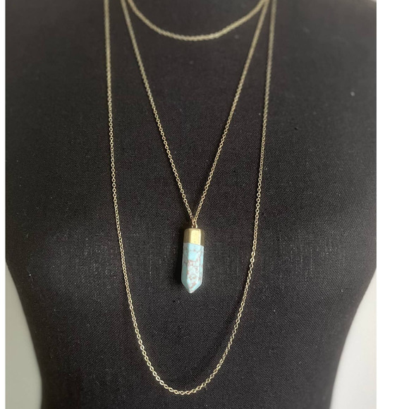 Turquoise Crystal Layered Necklace - Picture 1 of 3